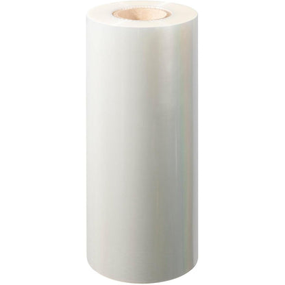 Um grande rolo em pé de Universalfolie sem Antifog universal da Duni GmbH com núcleo de papelão de plástico transparente, fotografado contra um fundo branco.