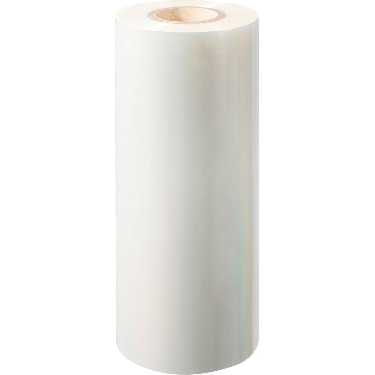 Um rolo grande de Universalfolie sem Antifog universal da Duni GmbH está em pé com um núcleo de papelão visível. Sua superfície clara, lisa e ligeiramente refletiva a torna ideal para várias aplicações como uma película versátil.