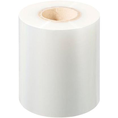 Um grande rolo de Universalfolie sem Antifog universal da Duni GmbH com um núcleo de papelão oco, em pé contra um fundo branco simples.