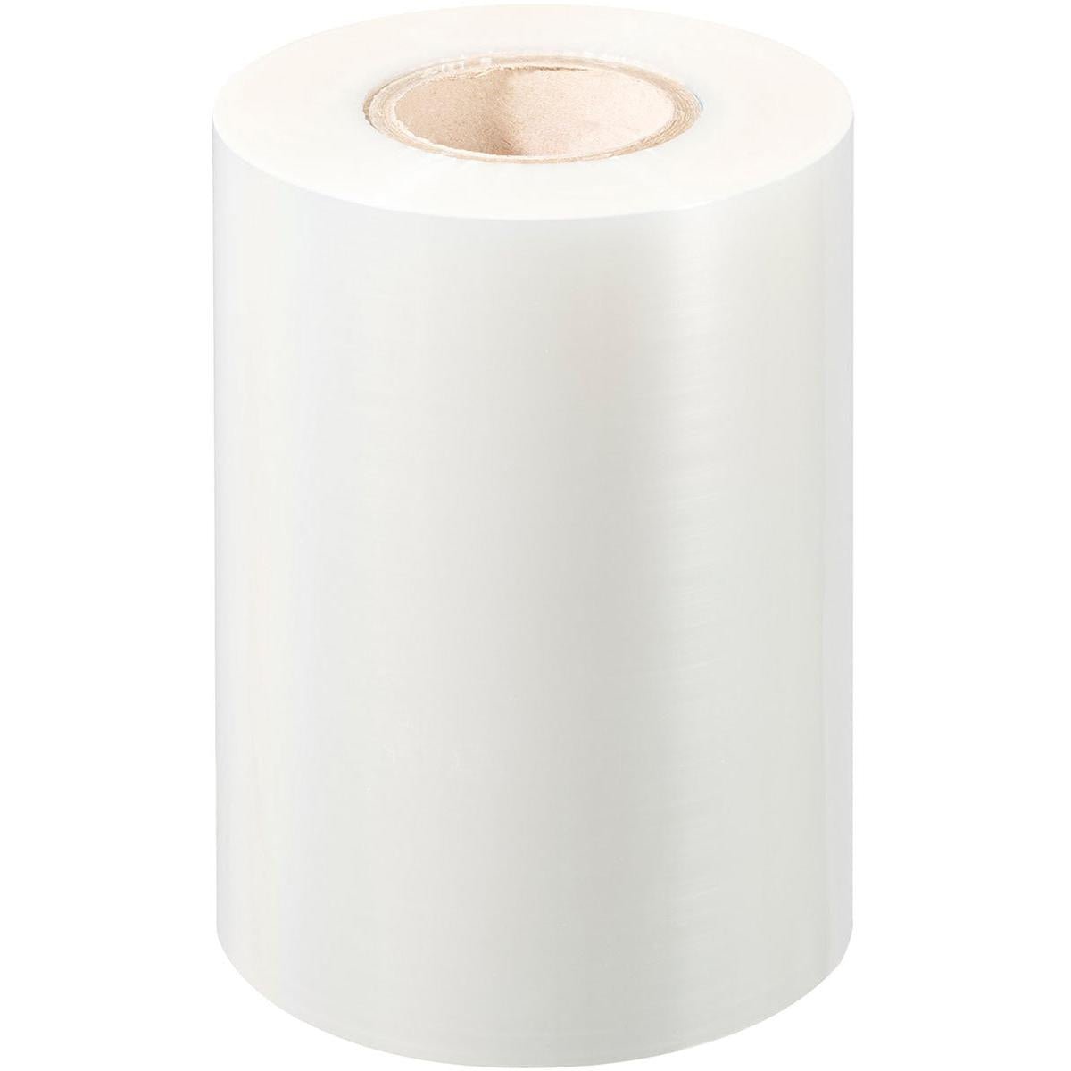 Um grande rolo de Universalfolie sem Antifog universal da Duni GmbH com um núcleo de papelão, em pé sobre um fundo branco.