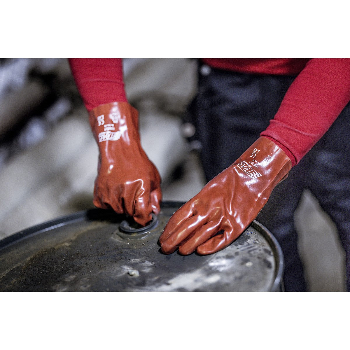 Luvas NITRAS PVC, vermelhas, jersey de algodão EN 388 | Pacote (12 pares)