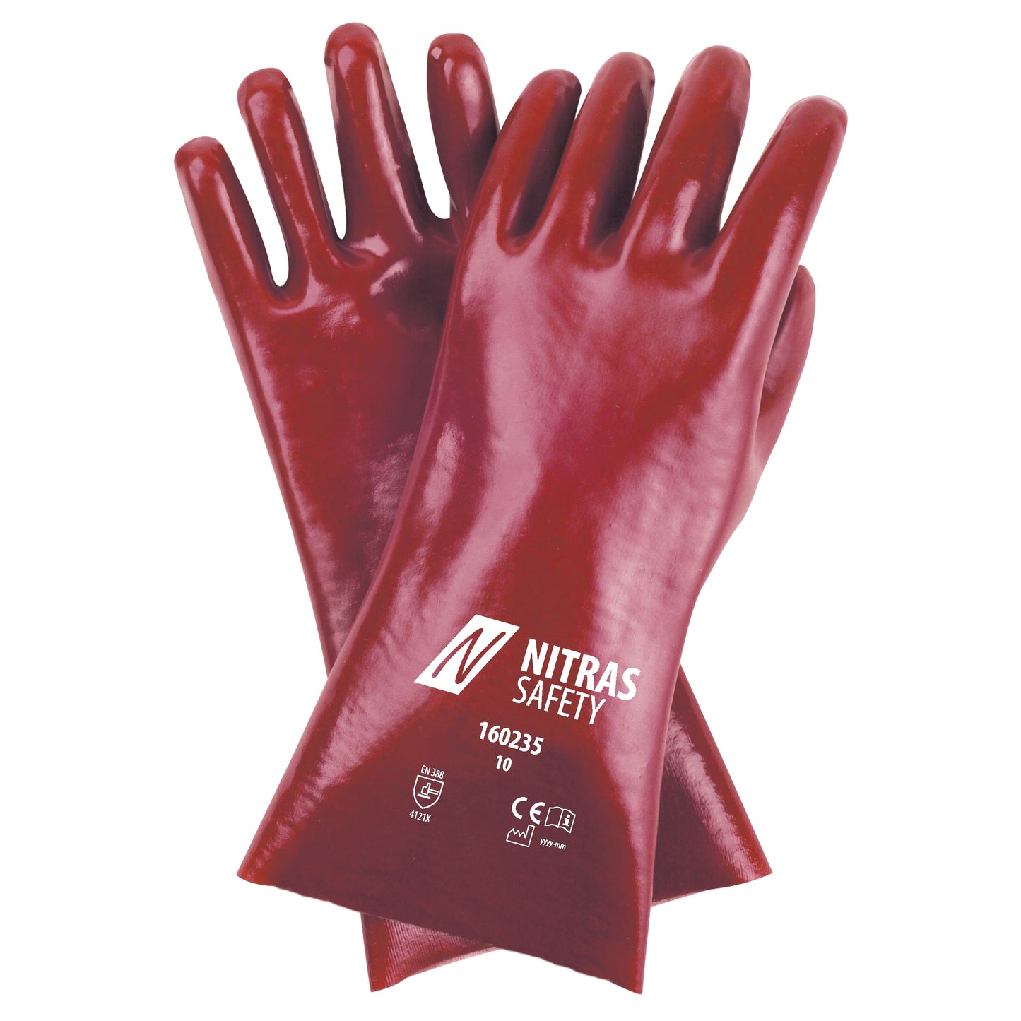 Luvas NITRAS PVC, vermelhas, jersey de algodão EN 388 | Pacote (12 pares)