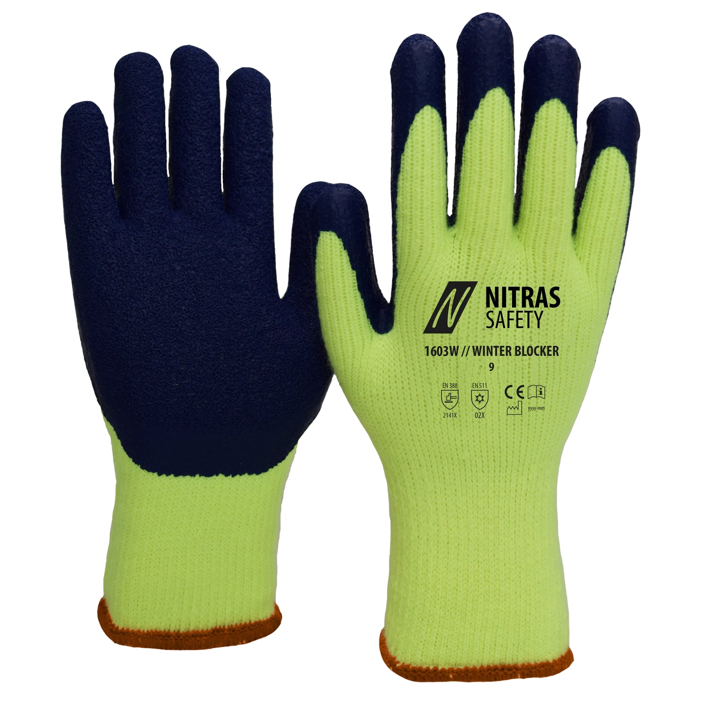 NITRAS WINTER BLOCKER, luvas de inverno, amarelo neon / azul