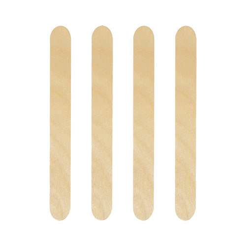 Quatro PAPSTAR misturadores de bebidas de madeira (15 cm) para cocktails Caipirinha estão dispostos verticalmente lado a lado sobre um fundo branco.