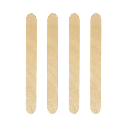 Quatro PAPSTAR misturadores de bebidas de madeira (15 cm) para cocktails Caipirinha estão dispostos verticalmente lado a lado sobre um fundo branco.