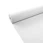 Um rolo de toalha de papel da Duni GmbH 100x1,0 m - Toalha de mesa descartável branca é parcialmente desenrolado sobre um fundo branco, mostrando assim sua forma lisa e cilíndrica - ideal para uma decoração de mesa elegante.