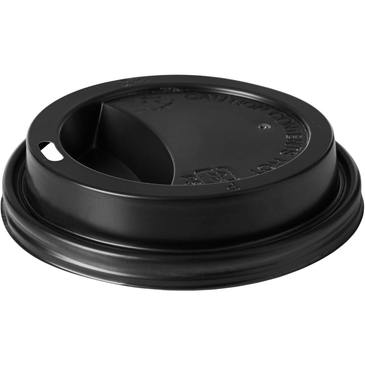 A tampa para 159921 Preto PS da Duni GmbH é uma tampa de copo de café de plástico preto com um pequeno orifício para beber e uma parte elevada para o gole. Ela encaixa-se com segurança em copos descartáveis. A embalagem contém 100 unidades.