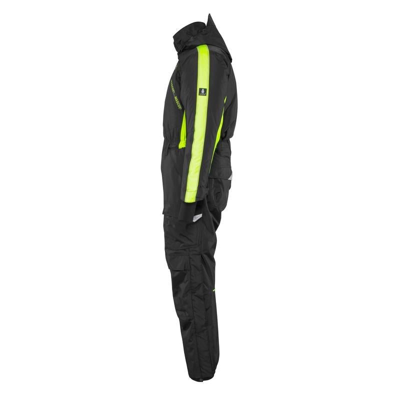 Macacão com bolsos nos joelhos, combinação leve de inverno, preto/amarelo de alta visibilidade