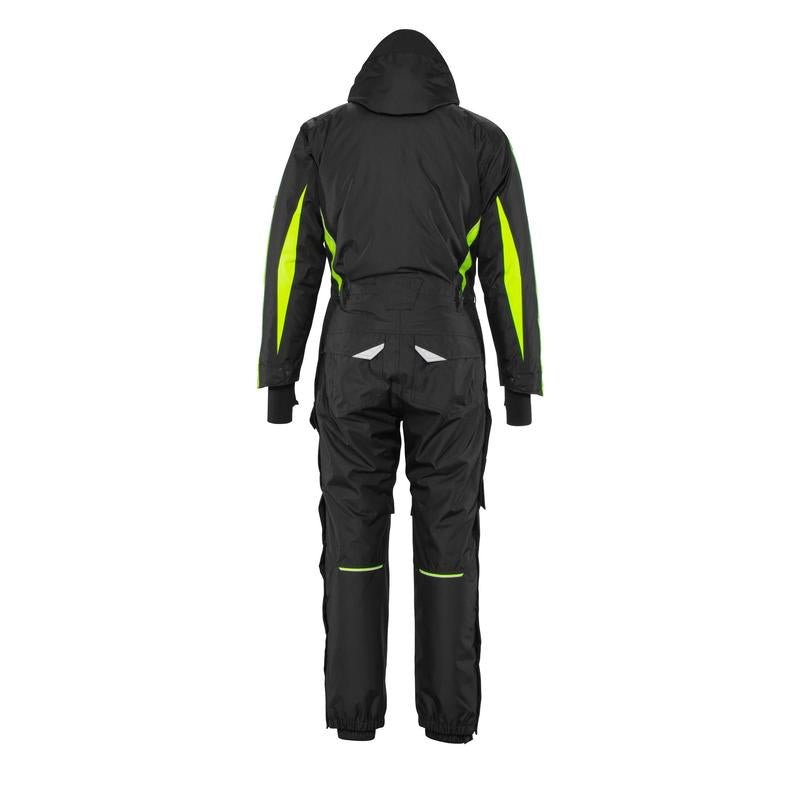 Macacão com bolsos nos joelhos, combinação leve de inverno, preto/amarelo de alta visibilidade