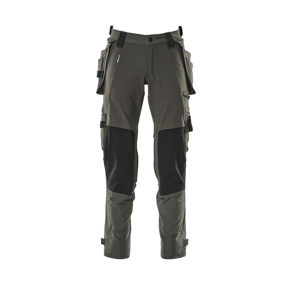 Calças com bolsos suspensos, calças stretch, antracite escuro