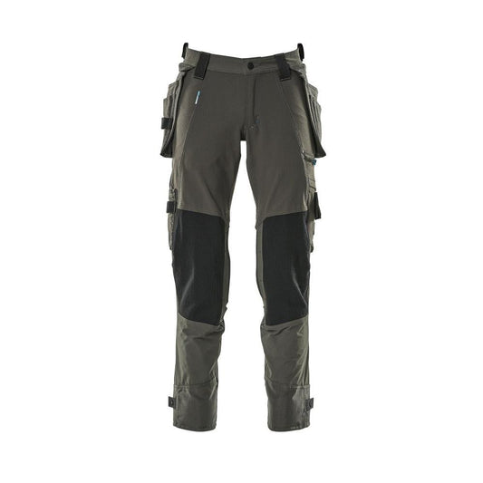 Calças com bolsos suspensos, calças stretch, antracite escuro