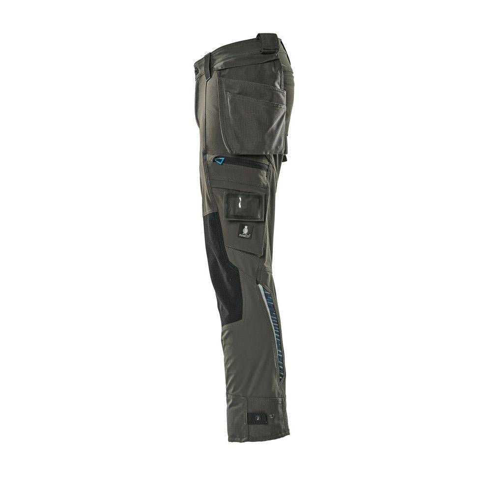 Calças com bolsos suspensos, calças stretch, antracite escuro