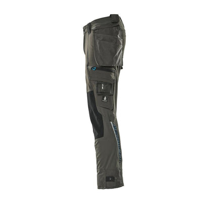 Calças com bolsos suspensos, calças stretch, antracite escuro