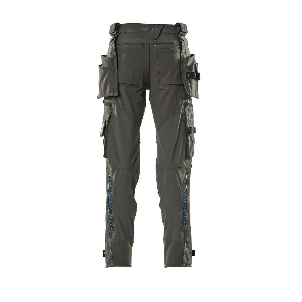 Calças com bolsos suspensos, calças stretch, antracite escuro