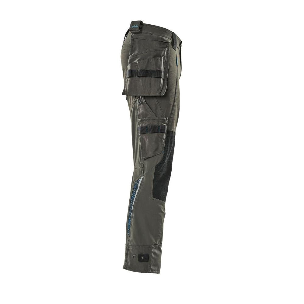 Calças com bolsos suspensos, calças stretch, antracite escuro