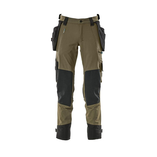 Calça com bolsos pendurados, calça stretch, verde musgo