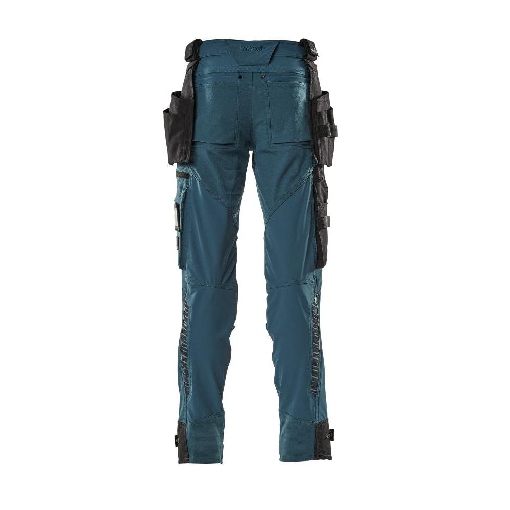 Calças com bolsos suspensos, calças stretch, petróleo escuro