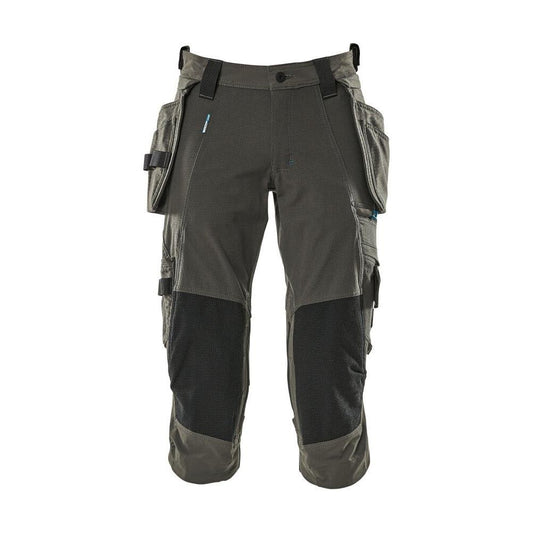 Calças três quartos, bolsos pendurados, calças stretch três quartos, antracite escuro