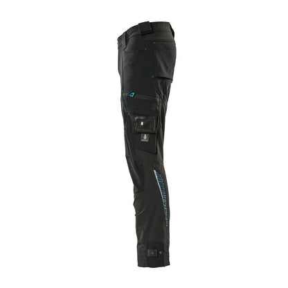 Calça com bolsos nos joelhos em Dyneema, calça stretch, preta
