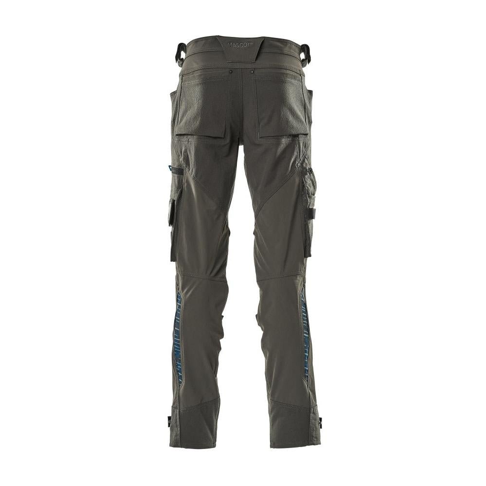 Calças com bolsos nos joelhos em Dyneema, calças stretch, antracite escuro