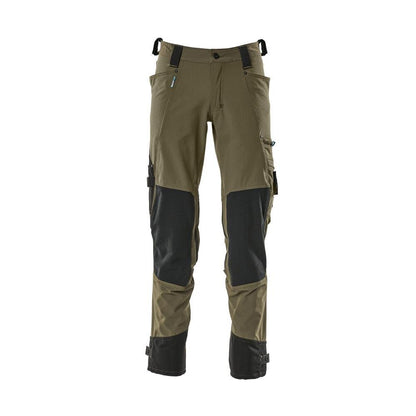 Calça com bolsos nos joelhos confeccionada em Dyneema, calça stretch, verde musgo
