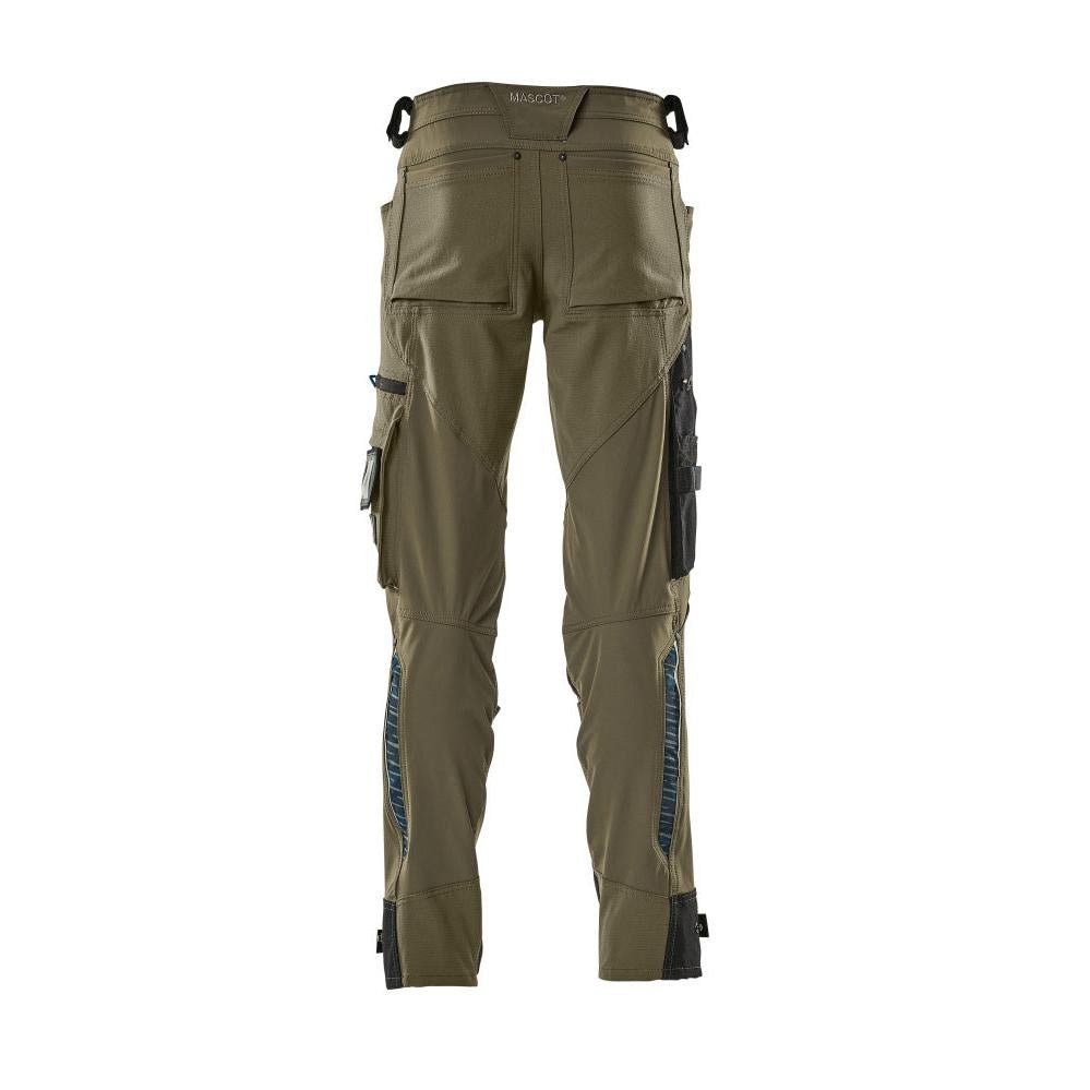 Calça com bolsos nos joelhos confeccionada em Dyneema, calça stretch, verde musgo