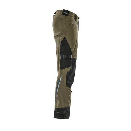 Calça com bolsos nos joelhos confeccionada em Dyneema, calça stretch, verde musgo