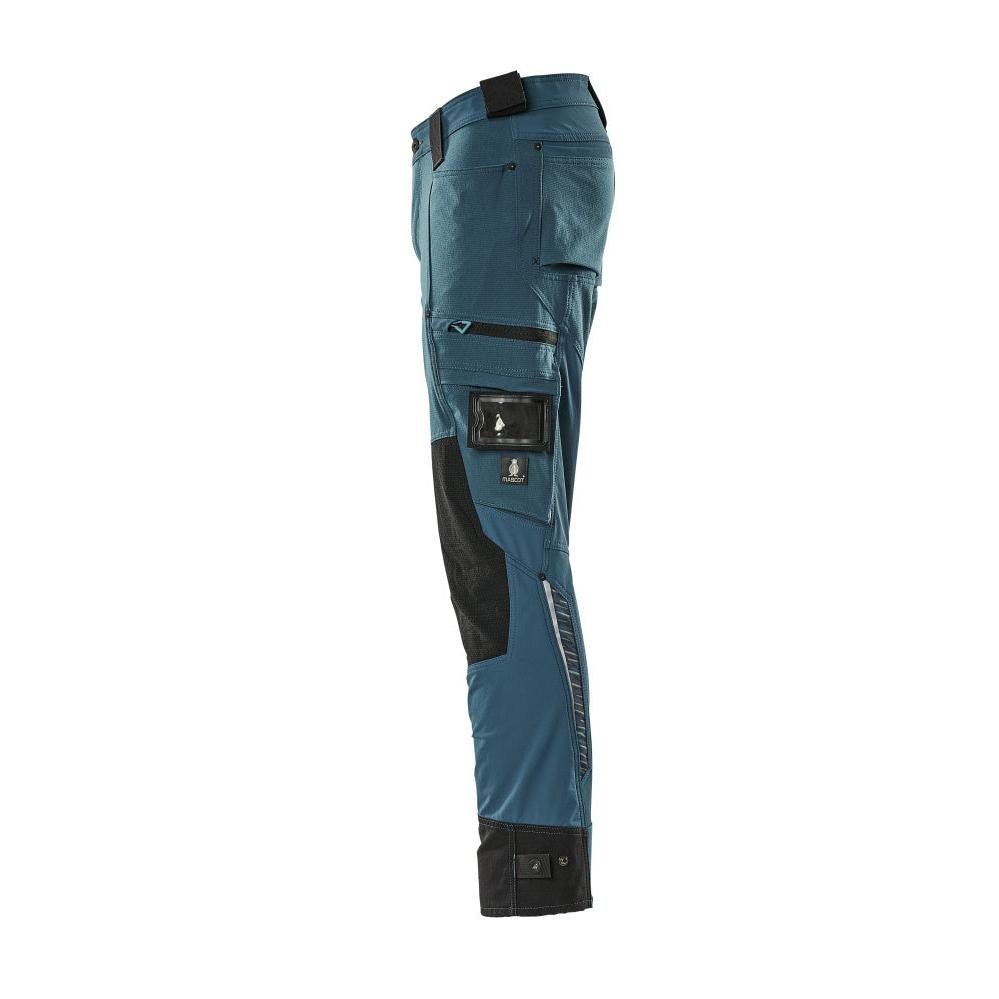 Calça com bolsos nos joelhos confeccionada em Dyneema, calça stretch, petróleo escuro