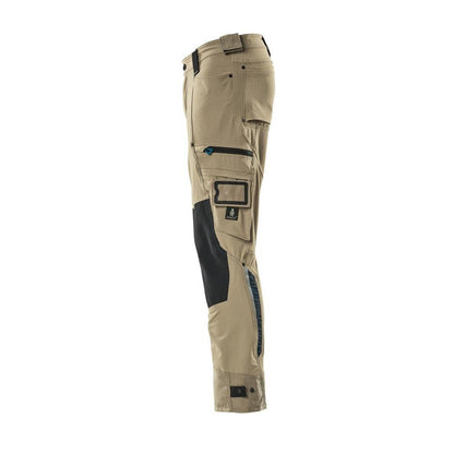 Calça com bolsos nos joelhos em Dyneema, calça stretch, cáqui claro