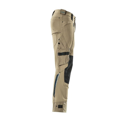 Calça com bolsos nos joelhos em Dyneema, calça stretch, cáqui claro