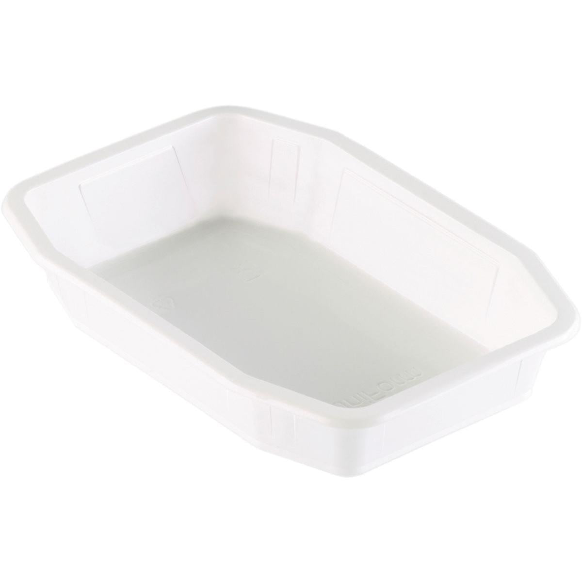 A tigela PP HMR Branco PP 215x148 da Duni GmbH é uma tigela simples, branca, retangular com borda ligeiramente elevada, mostrada em fundo branco.