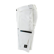 Shorts, bolsos suspensos removíveis, shorts stretch artesão, branco