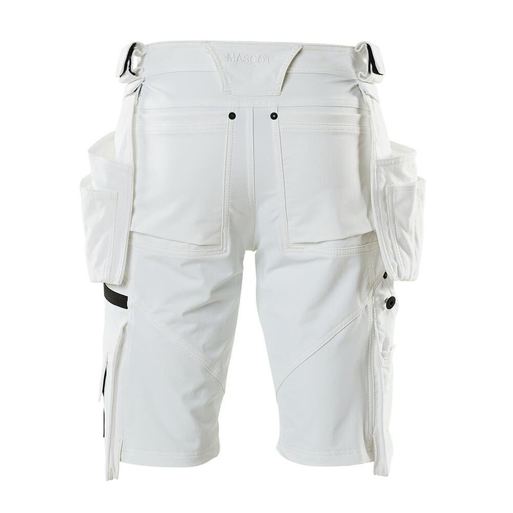 Shorts, bolsos suspensos removíveis, shorts stretch artesão, branco