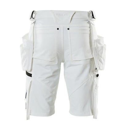 Shorts, bolsos suspensos removíveis, shorts stretch artesão, branco