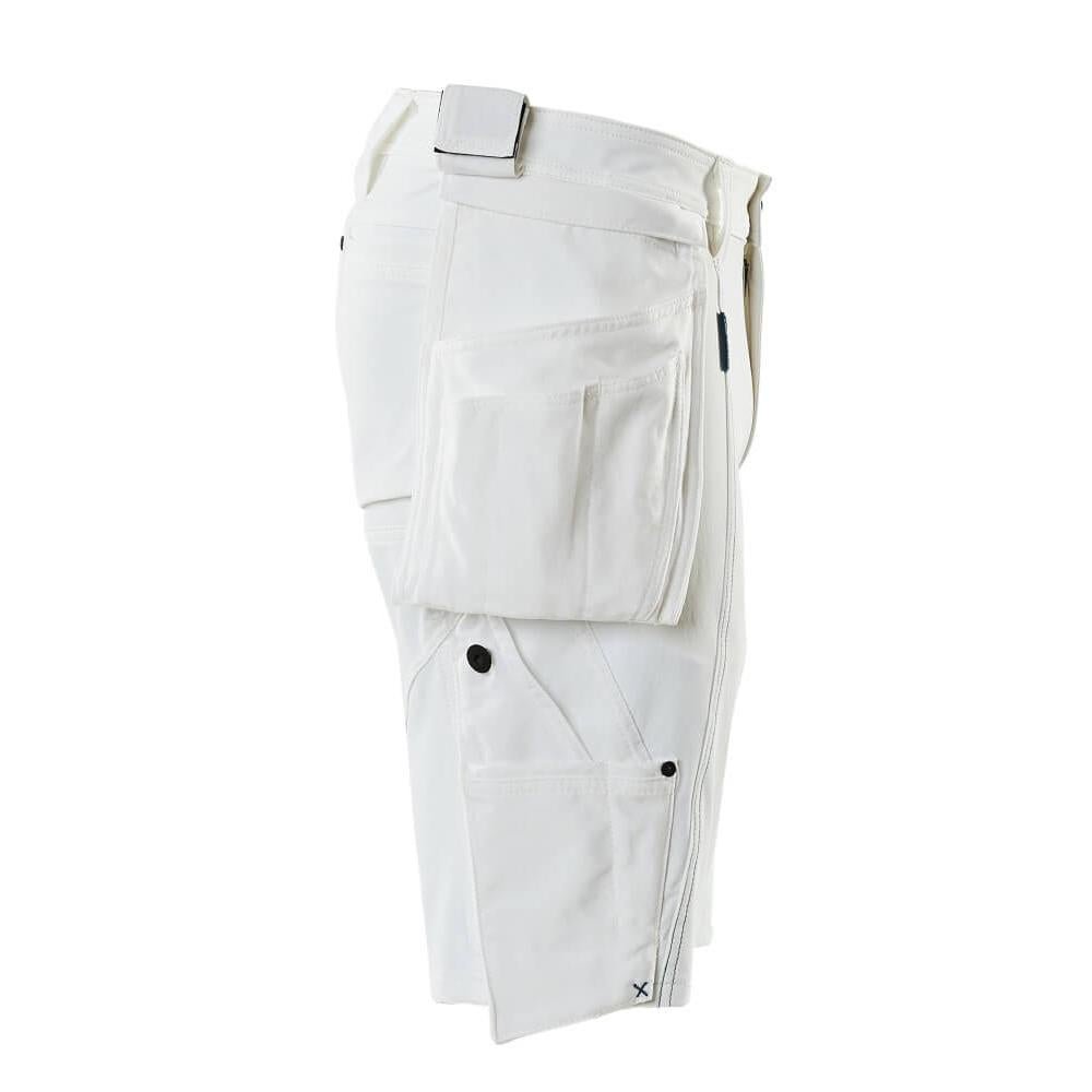 Shorts, bolsos suspensos removíveis, shorts stretch artesão, branco