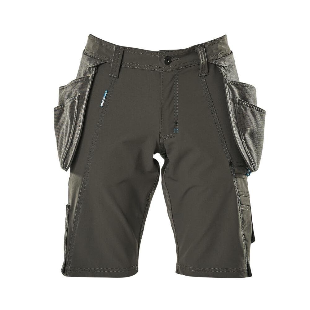 Shorts, bolsos suspensos removíveis, shorts stretch artesão, antracite escuro