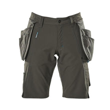 Shorts, bolsos suspensos removíveis, shorts stretch artesão, antracite escuro