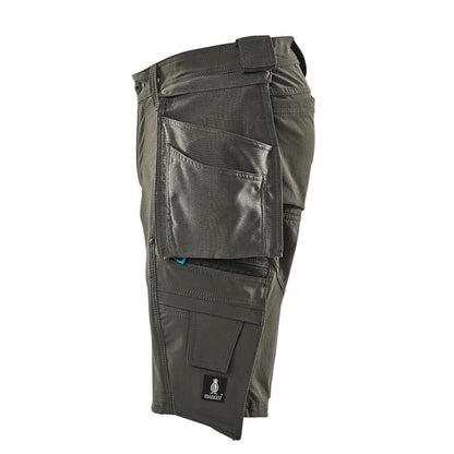 Shorts, bolsos suspensos removíveis, shorts stretch artesão, antracite escuro