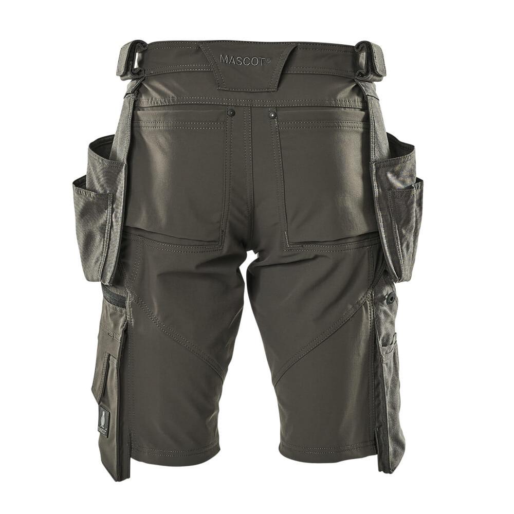 Shorts, bolsos suspensos removíveis, shorts stretch artesão, antracite escuro