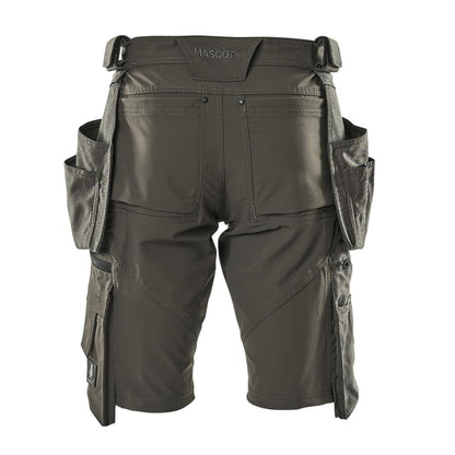 Shorts, bolsos suspensos removíveis, shorts stretch artesão, antracite escuro