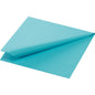 Um guardanapo de papel dobrado 24x24 cm, 3 camadas, guardanapo azul menta da Duni GmbH mostra o seu padrão de borda em relevo sobre um fundo branco. Cada embalagem contém 250 guardanapos.