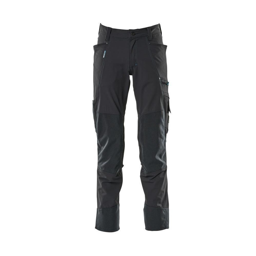 Calças com bolsos nos joelhos, stretch, calças claras, preto-azul