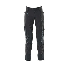 Calças com bolsos nos joelhos, stretch, calças claras, preto-azul