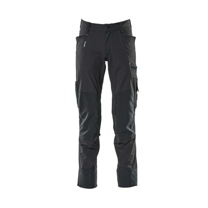 Calças com bolsos nos joelhos, stretch, calças claras, preto-azul