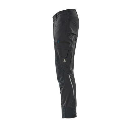 Calças com bolsos nos joelhos, stretch, calças claras, preto-azul