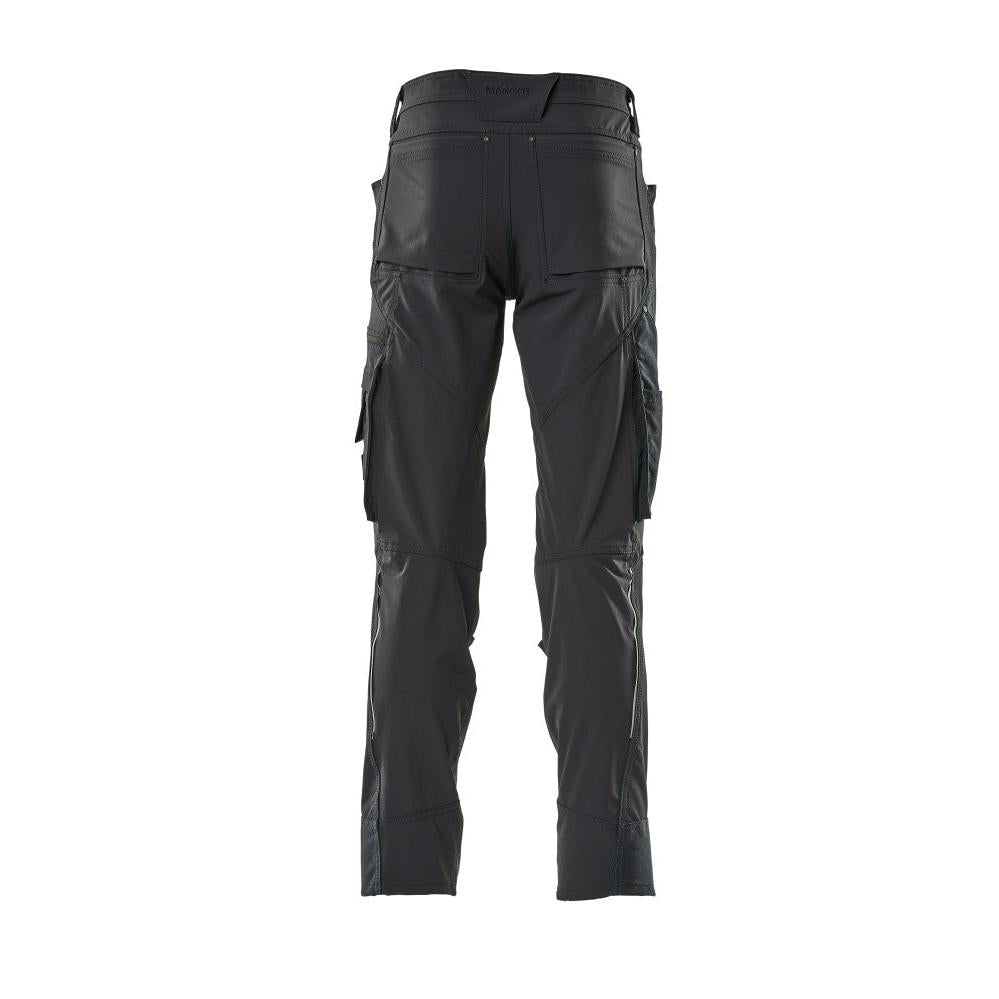 Calças com bolsos nos joelhos, stretch, calças claras, preto-azul
