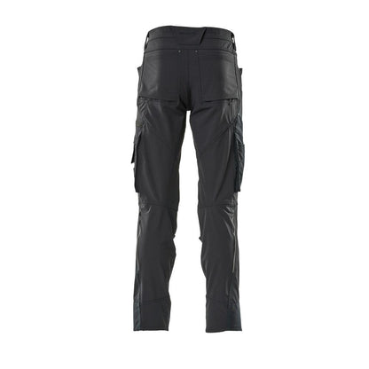 Calças com bolsos nos joelhos, stretch, calças claras, preto-azul