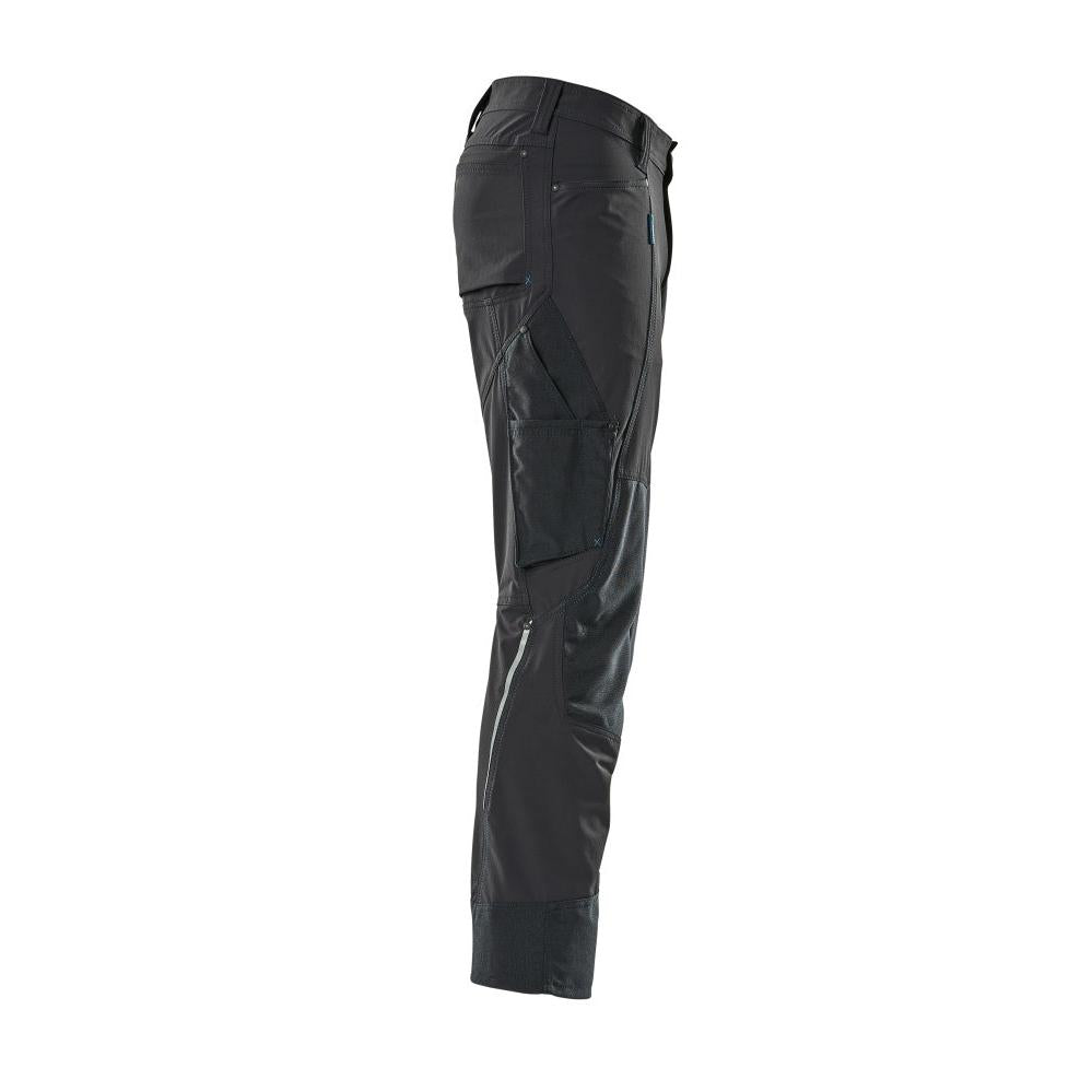 Calças com bolsos nos joelhos, stretch, calças claras, preto-azul