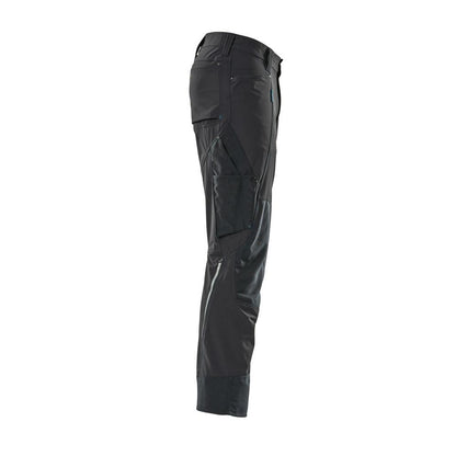 Calças com bolsos nos joelhos, stretch, calças claras, preto-azul