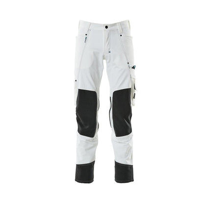Calças com bolsos nos joelhos, stretch, calças claras, brancas